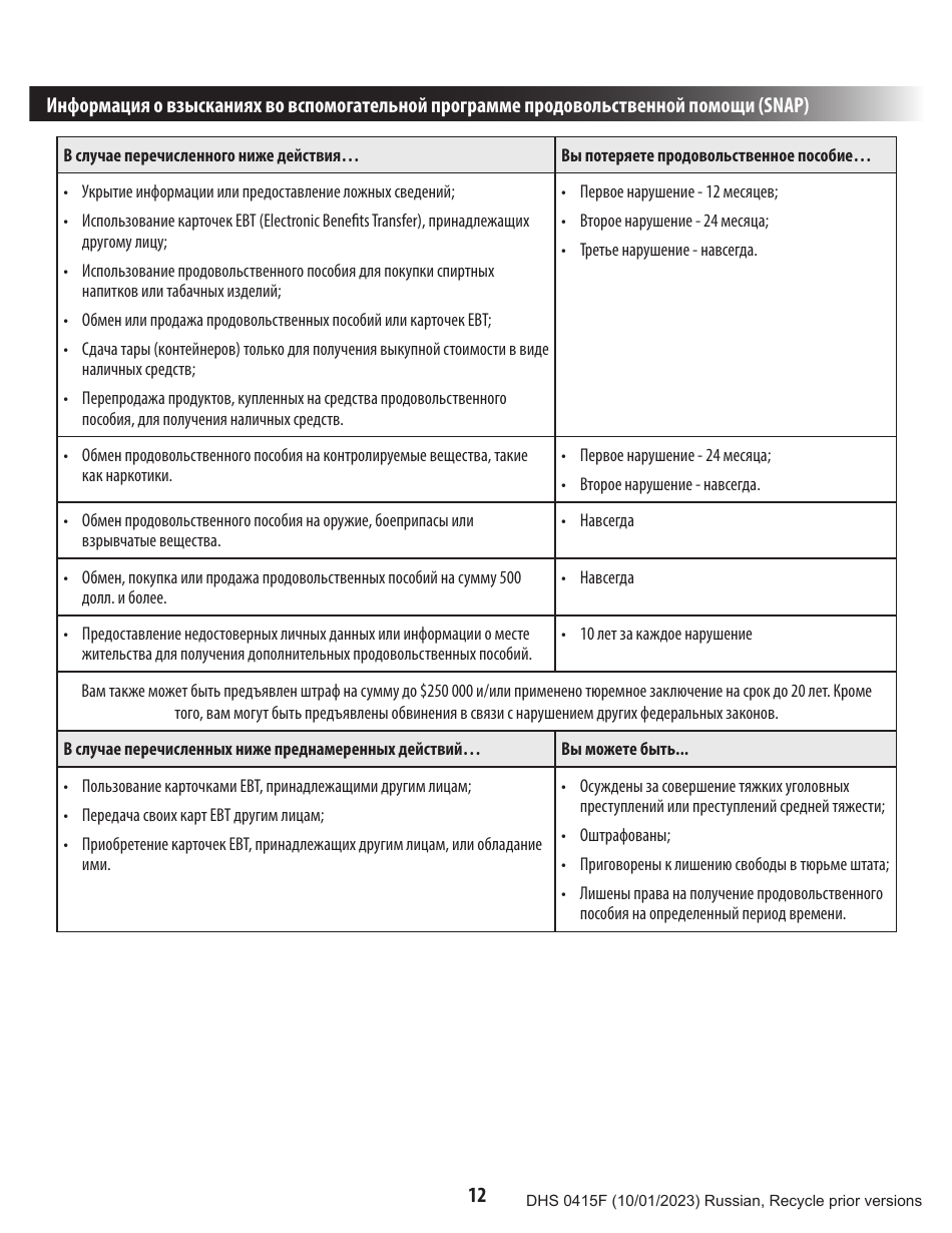 Form DHS0415F Application for Services - Oregon (Russian), Page 16