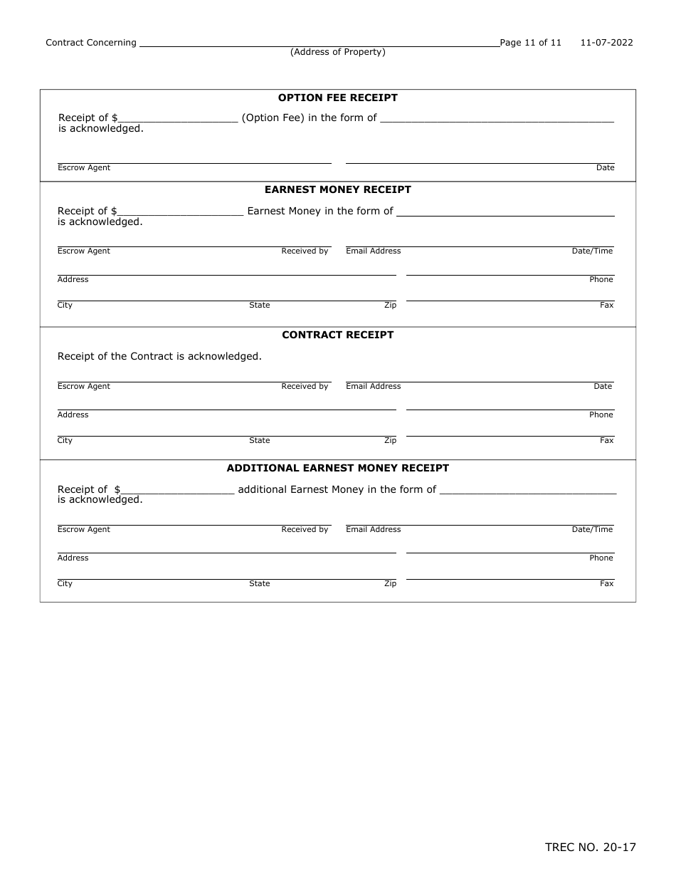 TREC Form 20-17 One to Four Family Residential Contract (Resale) - Texas, Page 11