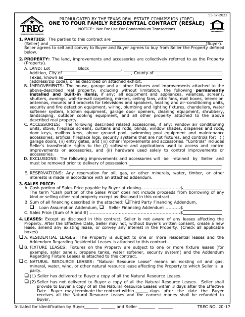TREC Form 20-17  Printable Pdf