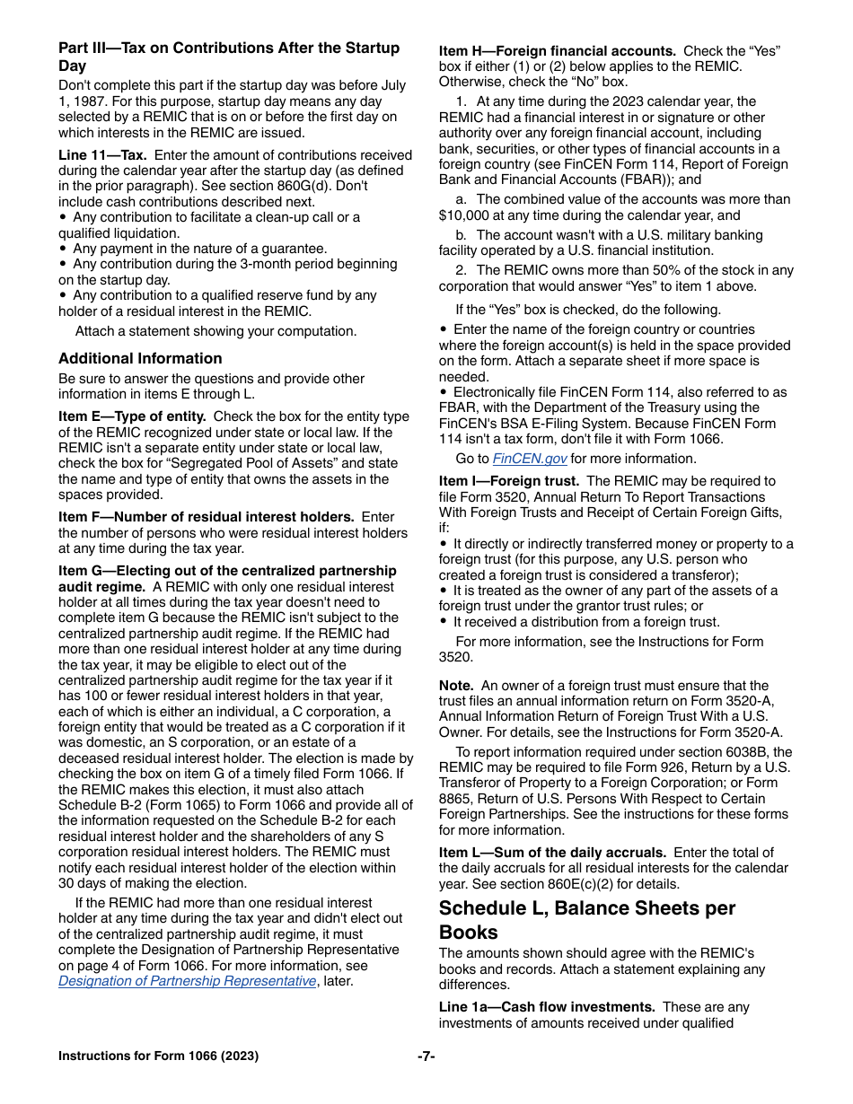 Instructions for IRS Form 1066 U.S. Real Estate Mortgage Investment Conduit (REMIC) Income Tax Return, Page 7