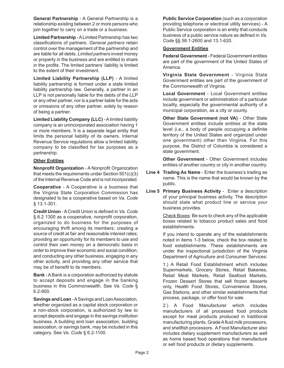 Instructions for Form R-1 Business Registration Form - Virginia, Page 3