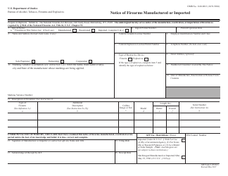 Form 2 (ATF Form 5320.2) Notice of Firearms Manufactured or Imported