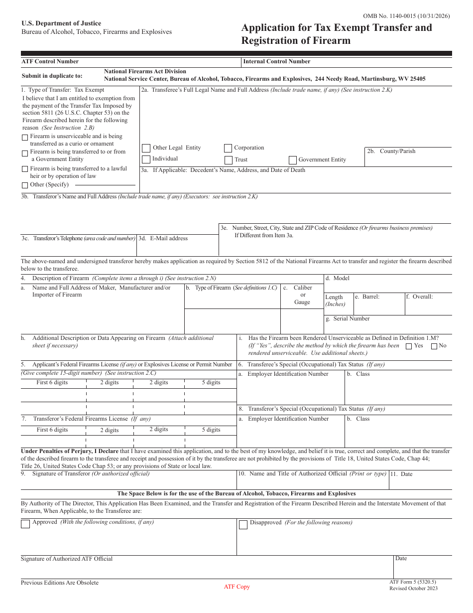 ATF Form 5 - Fill Out, Sign Online and Download Fillable PDF ...