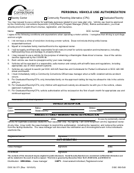 Document preview: Form DOC02-371 Personal Vehicle Use Authorization - Washington