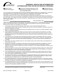 Document preview: Form DOC02-371ES Personal Vehicle Use Authorization - Washington (English/Spanish)