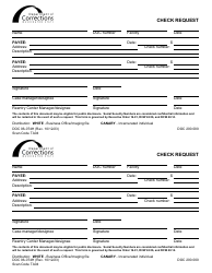 Document preview: Form DOC06-074H Check Request (Half Sheet) - Washington