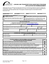 Document preview: Form DOC06-003 Application for Reimbursement - Lodging and Transportation Assistance Program - Washington