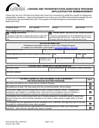 Form DOC06-003 Application for Reimbursement - Lodging and Transportation Assistance Program - Washington