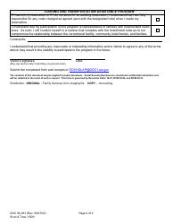 Form DOC06-003 Application for Reimbursement - Lodging and Transportation Assistance Program - Washington, Page 2