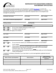 Document preview: Form DOC20-213 Marriage/State Registered Domestic Partnership Application - Washington
