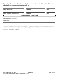 Form DOC20-213 Marriage/State Registered Domestic Partnership Application - Washington, Page 2