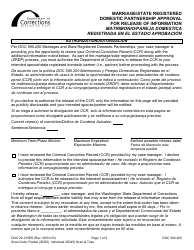 Document preview: Form DOC20-215ES Marriage/State Registered Domestic Partnership Approval for Release of Information - Washington (English/Spanish)