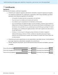 Formulario REV64 0011-ES Solicitud De Prorroga Para Adultos Mayores Y Personas Con Discapacidad - Washington (Spanish), Page 3