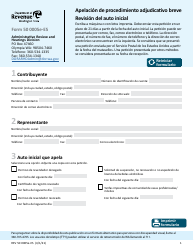 Document preview: Formulario REV50 0005-ES Apelacion De Procedimiento Adjudicativo Breve Revision Del Auto Inicial - Washington (Spanish)
