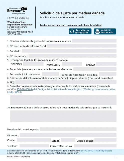 Formulario REV62 0082-ES  Printable Pdf