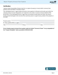 Form REV64 0012 Report on Property Immune From Taxation (Federal &quot;commerce Clause Exemption&quot;) - Washington, Page 2