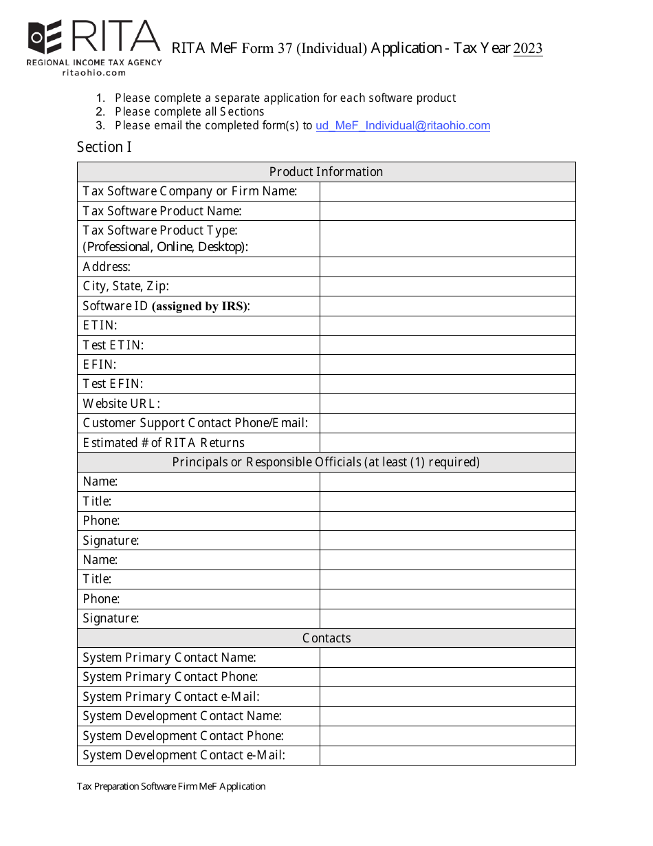 Form 37 Mef Application - Individuals - Ohio, Page 1