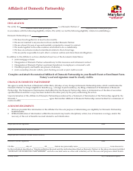 Document preview: Affidavit of Domestic Partnership - Maryland