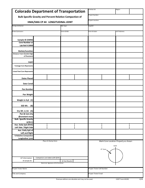 CDOT Form 1290  Printable Pdf