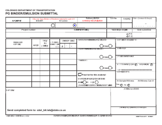 CDOT Form 411 Pg Binder/Emulsion Submittal - Colorado