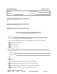 Form CSX105 Request to Allow Service by Publication - Minnesota