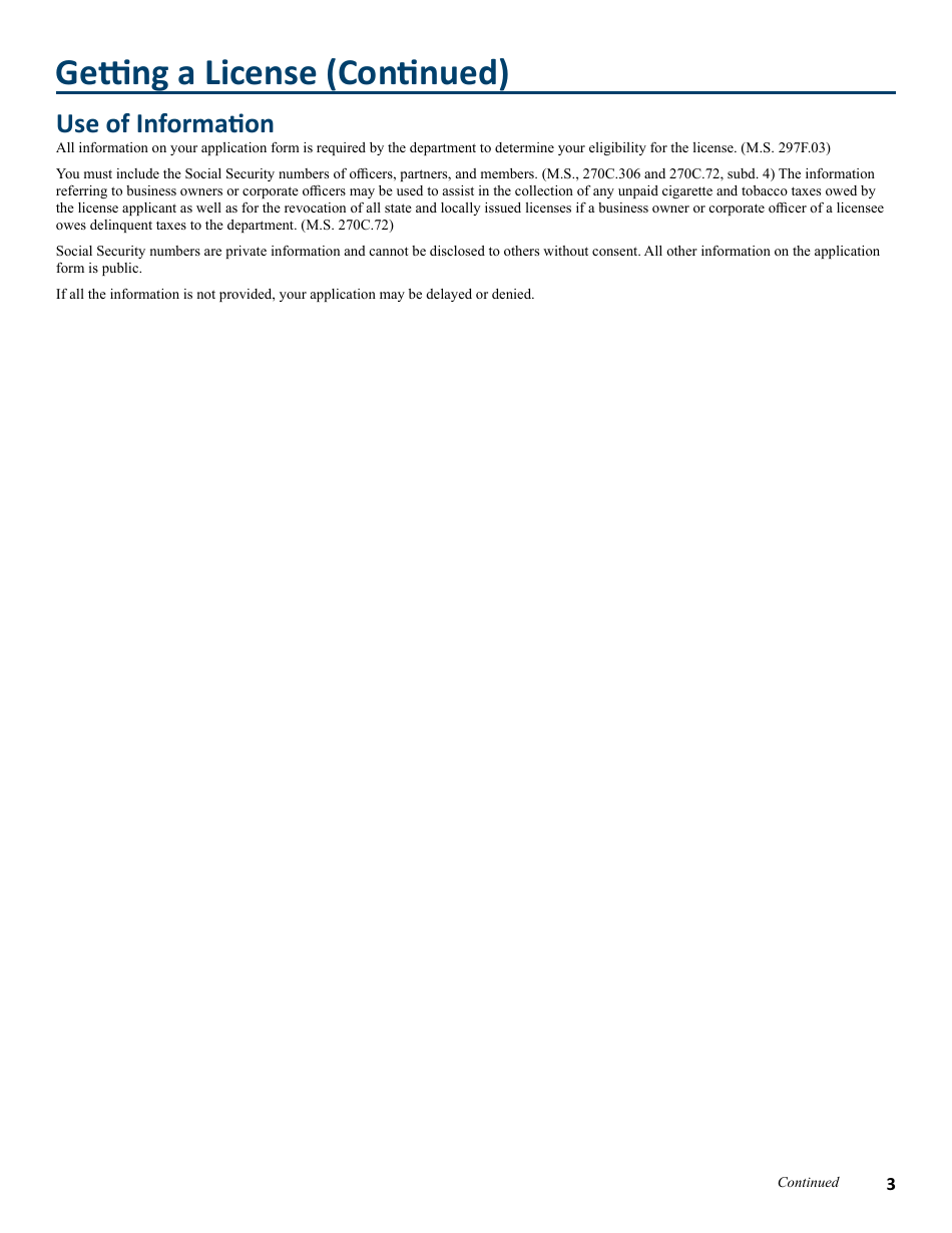 Form CT101 License Application for Tobacco Products Distributors and Subjobbers - Minnesota, Page 3