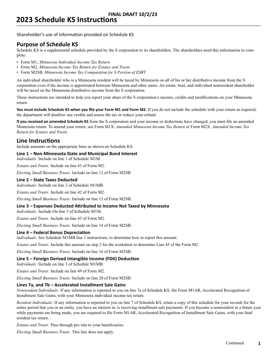 Form KS Shareholders Share of Income, Credits and Modifications - Draft - Minnesota, Page 4
