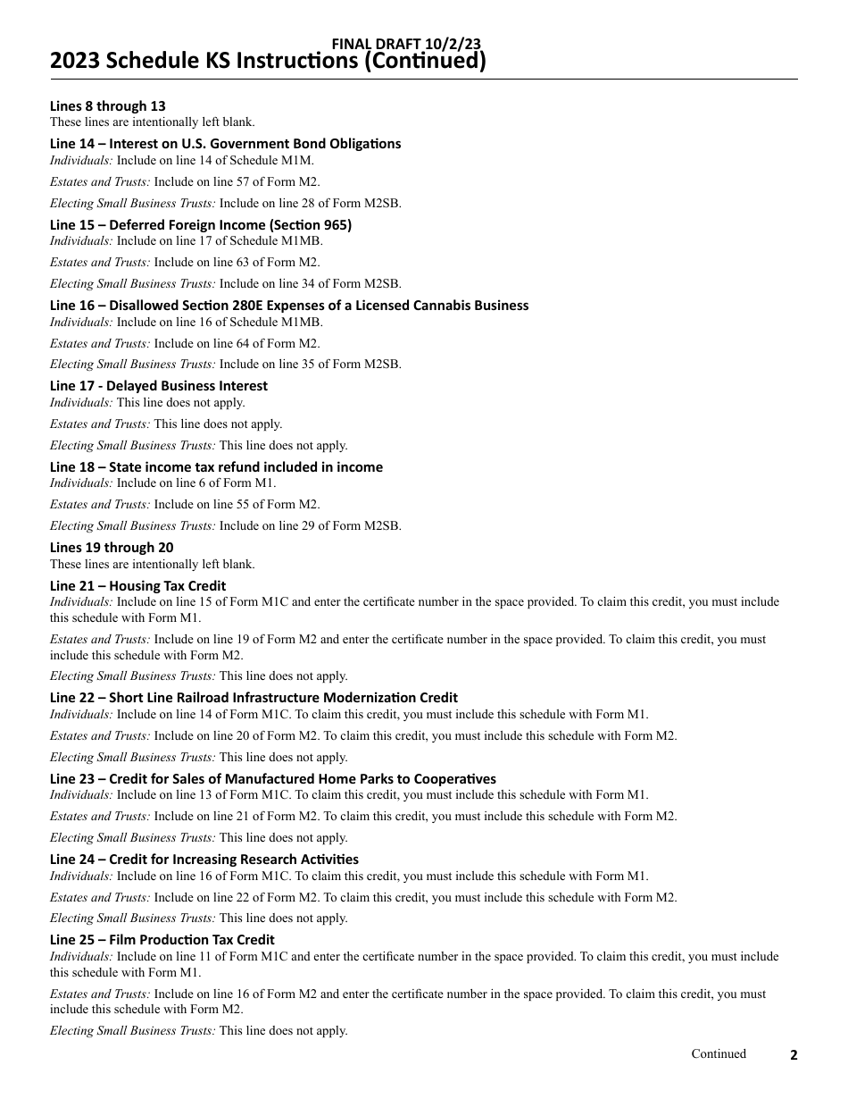 Form KS Shareholders Share of Income, Credits and Modifications - Draft - Minnesota, Page 5
