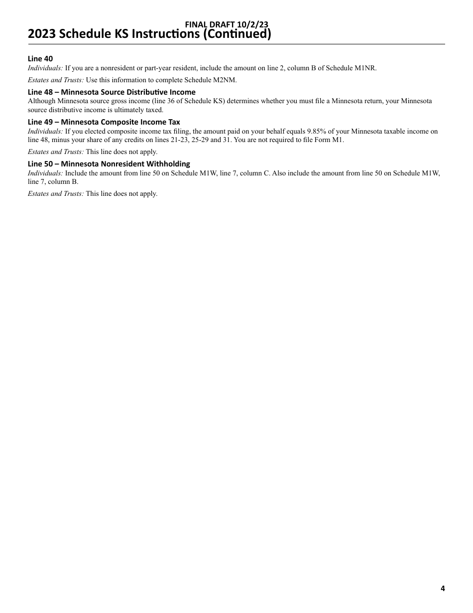 Form KS Shareholders Share of Income, Credits and Modifications - Draft - Minnesota, Page 7