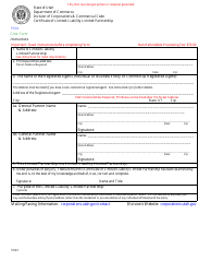 Document preview: Certificate of Limited Liability Limited Partnership - Utah