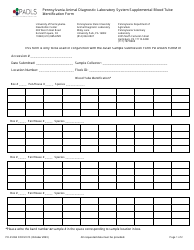 PD AVIAN Form 01S Pennsylvania Animal Diagnostic Laboratory System Supplemental Blood Tube Identification Form - Pennsylvania