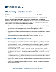 Document preview: Qrc Internship Completion Checklist - Minnesota