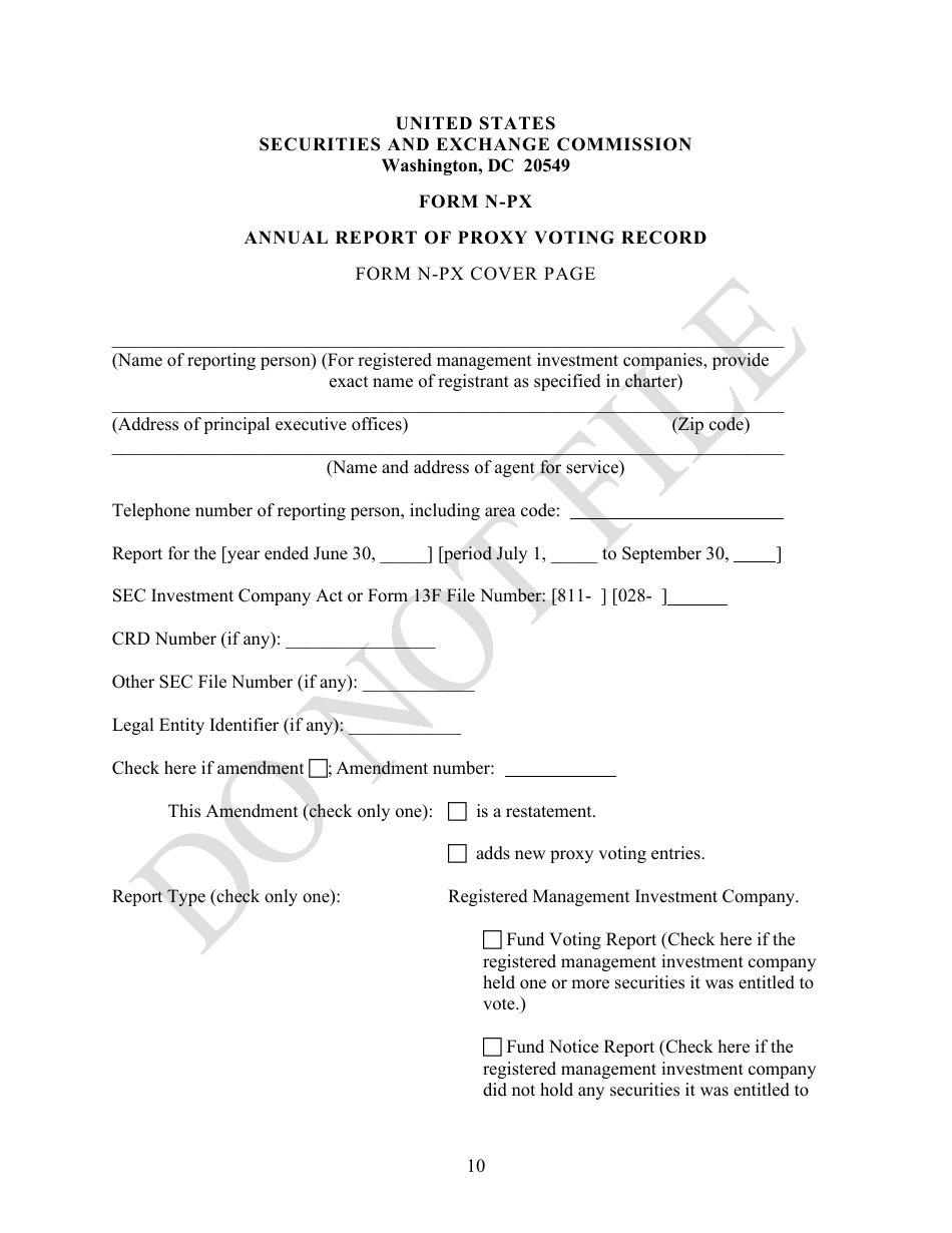 Form N-PX Annual Report of Proxy Voting Record, Page 10