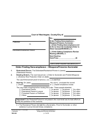 Document preview: Form WS003 Order Finding Noncompliance - Weapons/Firearms Surrender - Washington