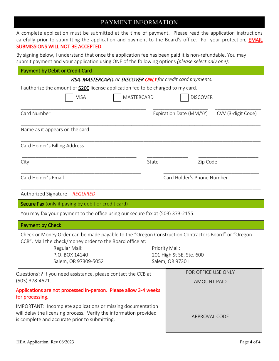 Certification Application for Home Energy Assessor (Hea) - Oregon, Page 4
