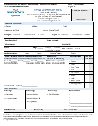 Document preview: Form LSAD101F15.3 Swine Submission Form - Nova Scotia, Canada