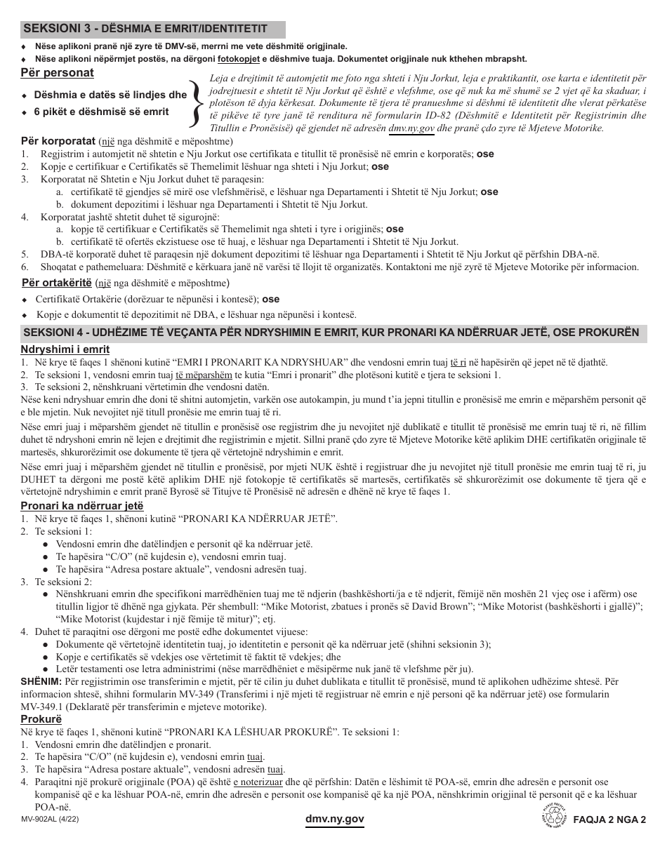 Form MV-902AL - Fill Out, Sign Online and Download Fillable PDF, New ...