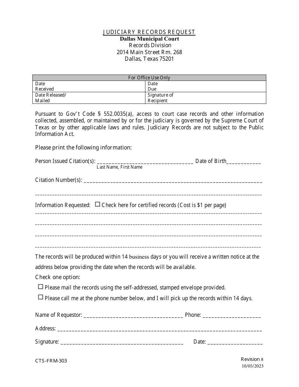Form CTSFRM303 Download Printable PDF or Fill Online Judiciary