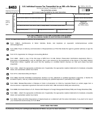 Document preview: IRS Form 8453 U.S. Individual Income Tax Transmittal for an IRS E-File Return, 2023