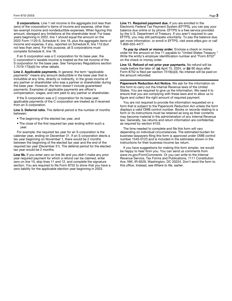 IRS Form 8753 Required Payment or Refund Under Section 7519, Page 3