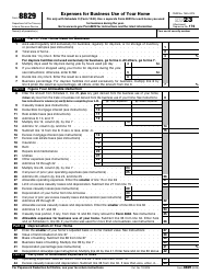 Document preview: IRS Form 8829 Expenses for Business Use of Your Home, 2023