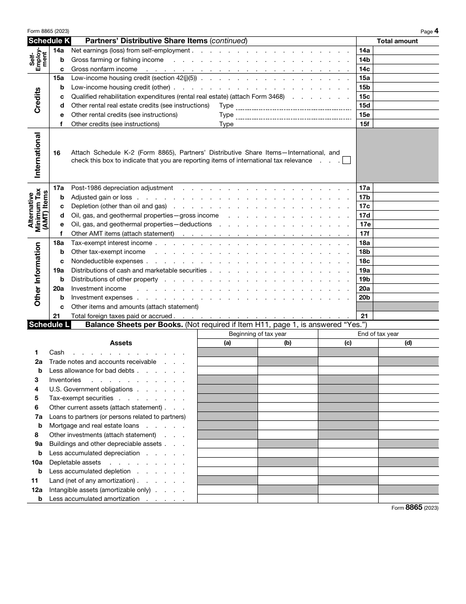 IRS Form 8865 Return of U.S. Persons With Respect to Certain Foreign Partnerships, Page 4