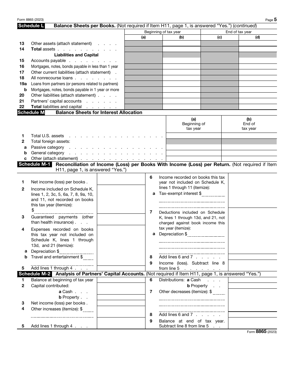 IRS Form 8865 Return of U.S. Persons With Respect to Certain Foreign Partnerships, Page 5
