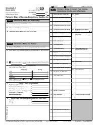 Document preview: IRS Form 8865 Schedule K-1 Partner's Share of Income, Deductions, Credits, Etc., 2023