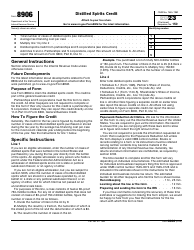 Document preview: IRS Form 8906 Distilled Spirits Credit, 2023