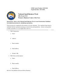 SBA Form 3312 Nomination Form for Women&#039;s Business Center of the Year Award - National Small Business Week
