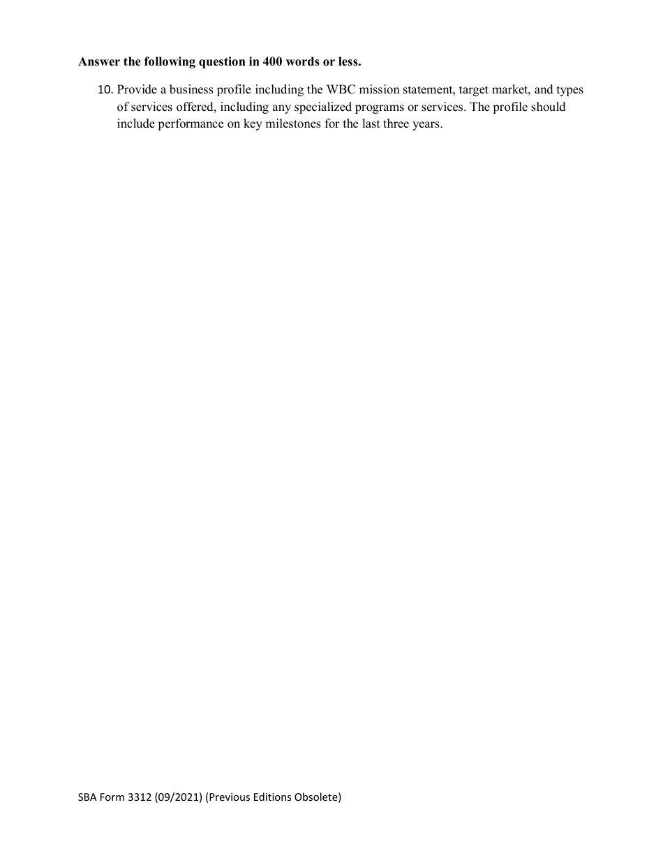 SBA Form 3312 Nomination Form for Womens Business Center of the Year Award - National Small Business Week, Page 5