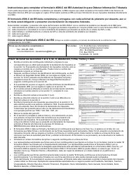 Document preview: Instrucciones para IRS Formulario 4506-C Autorizacion Para Obtener Informacion Tributaria (SBA Disaster Loan) (Spanish)