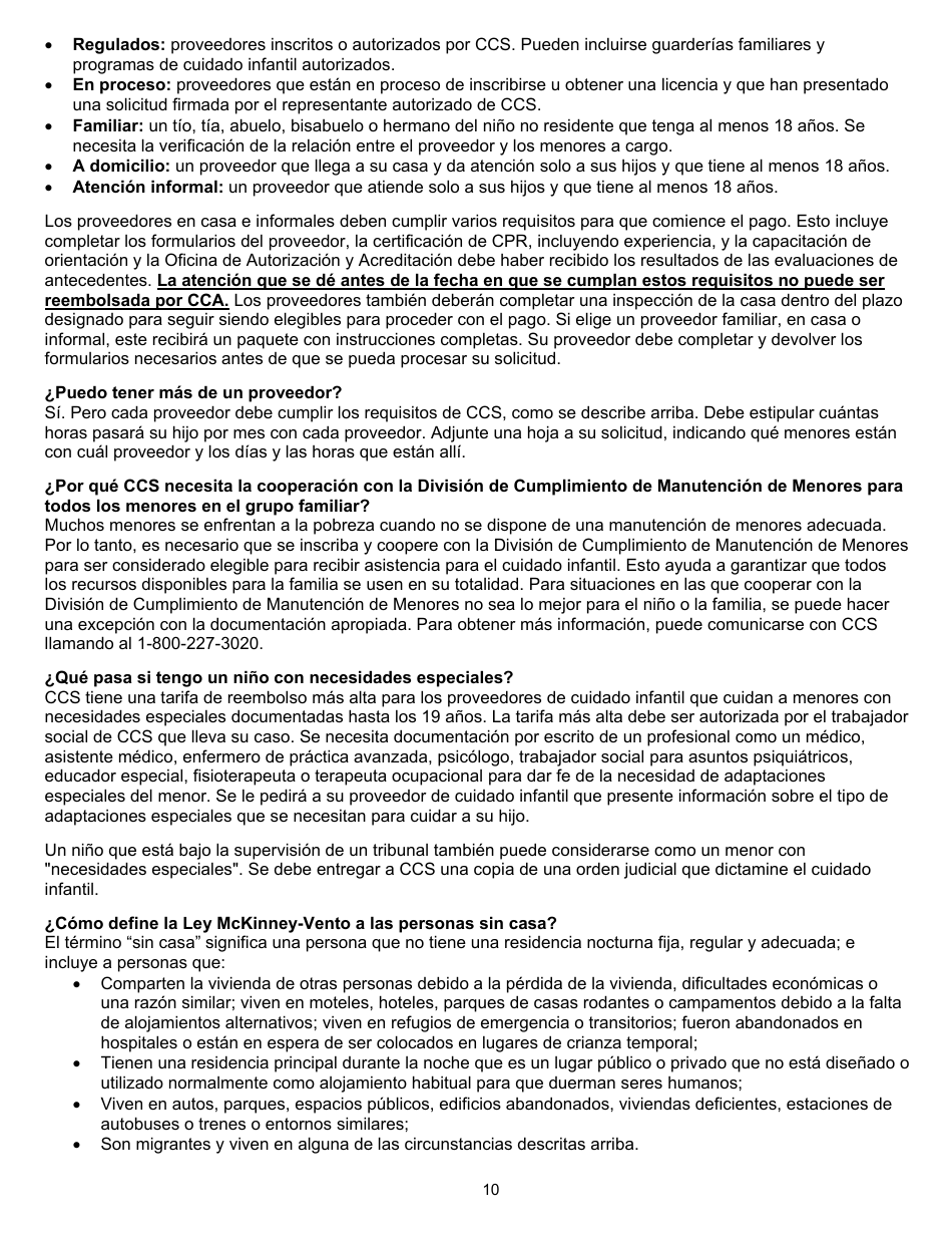 Formulario DSS-CC-950 Solicitud De Asistencia Para Cuidado Infantil - South Dakota (Spanish), Page 10