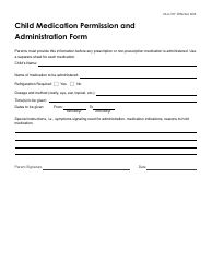 Document preview: Form OLA-107 Child Medication Permission and Administration Form - South Dakota